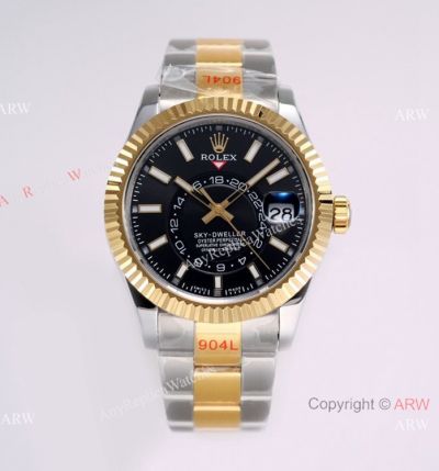 Swiss Grade 1 Rolex SKY-Dweller 42mm AI Factory 9001 Movement Two Tone Black For Men